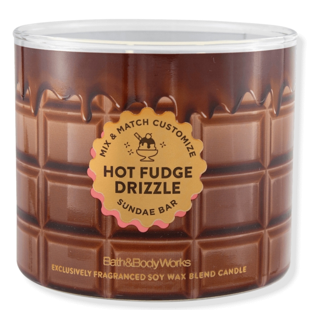 Bath & Body Works Sundae Bar Hot Fudge Drizzle 3-Wick Candle NEW RARE